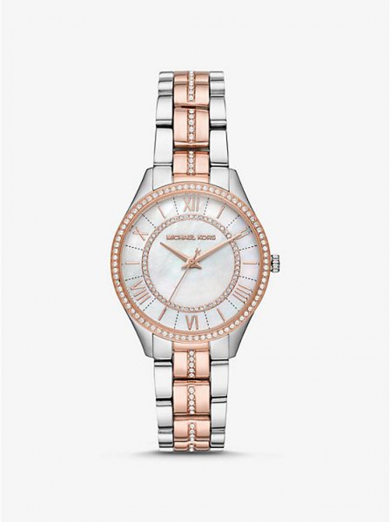 Michael Kors Mini Lauryn Pave Naisten Kellot Hopea Pinkki | 493186-UOB