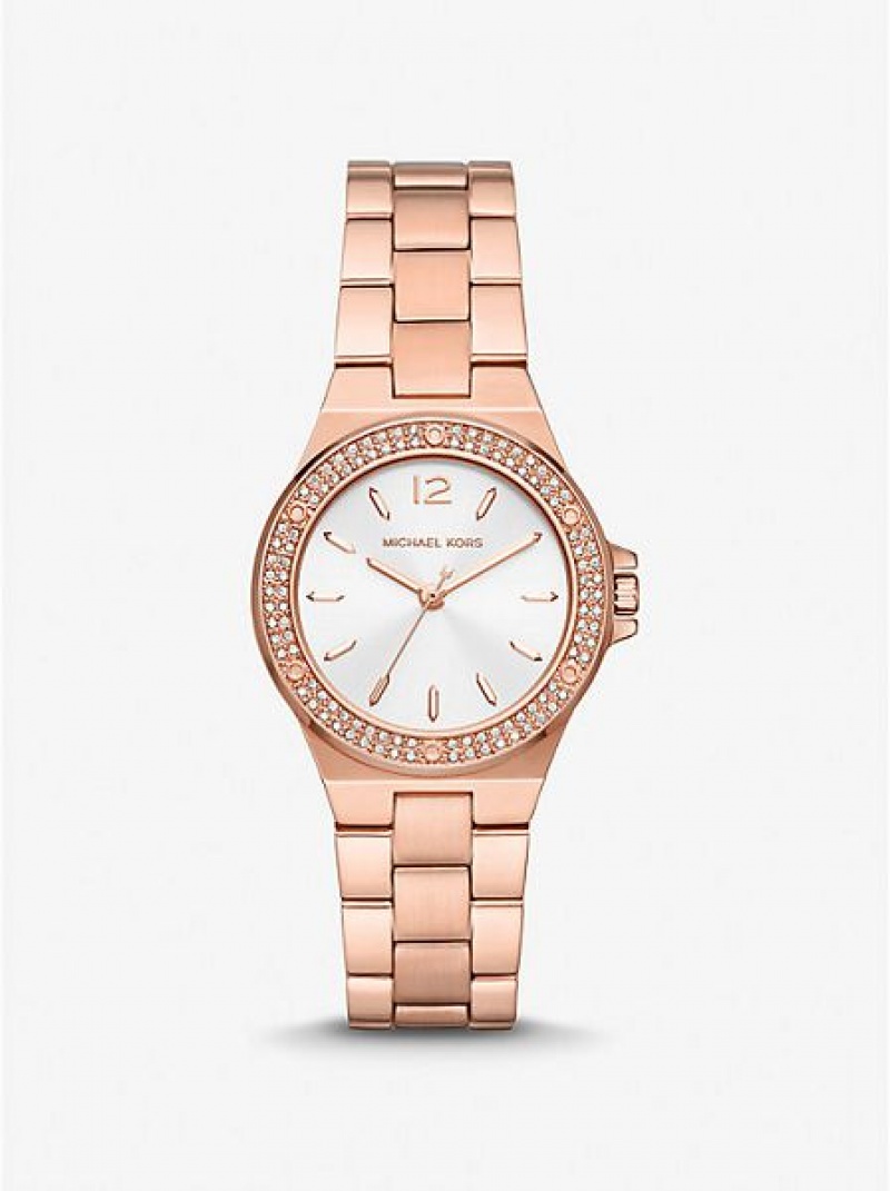 Michael Kors Mini Lennox Pave Naisten Kellot Pinkki Kultaiset | 054231-QJR