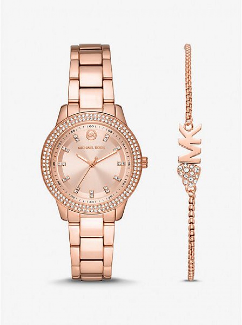 Michael Kors Mini Tibby Pave Naisten Kellot Pinkki Kultaiset | 859374-ZST