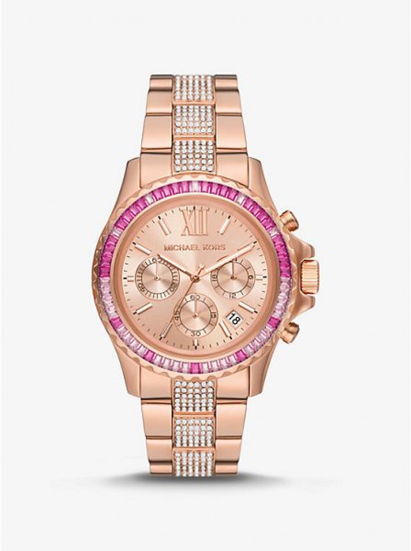 Michael Kors Oversized Everest Pave Naisten Kellot Pinkki Kultaiset | 852071-QTC