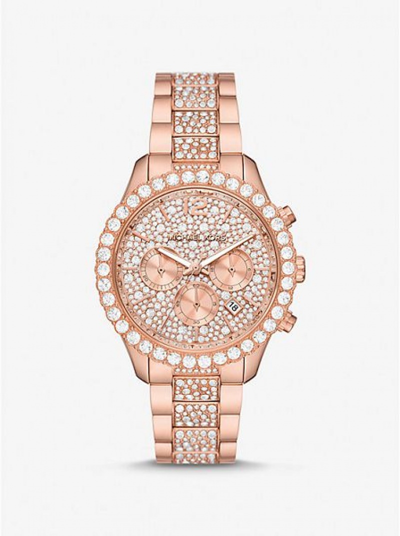 Michael Kors Oversized Layton Pave Naisten Kellot Pinkki Kultaiset | 156702-KHN