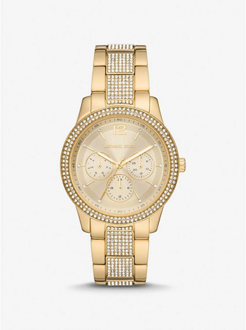 Michael Kors Oversized Tibby Pave Naisten Kellot Kultaiset | 539821-RZB