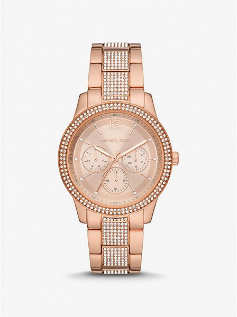 Michael Kors Oversized Tibby Pave Naisten Kellot Pinkki Kultaiset | 504763-ATJ