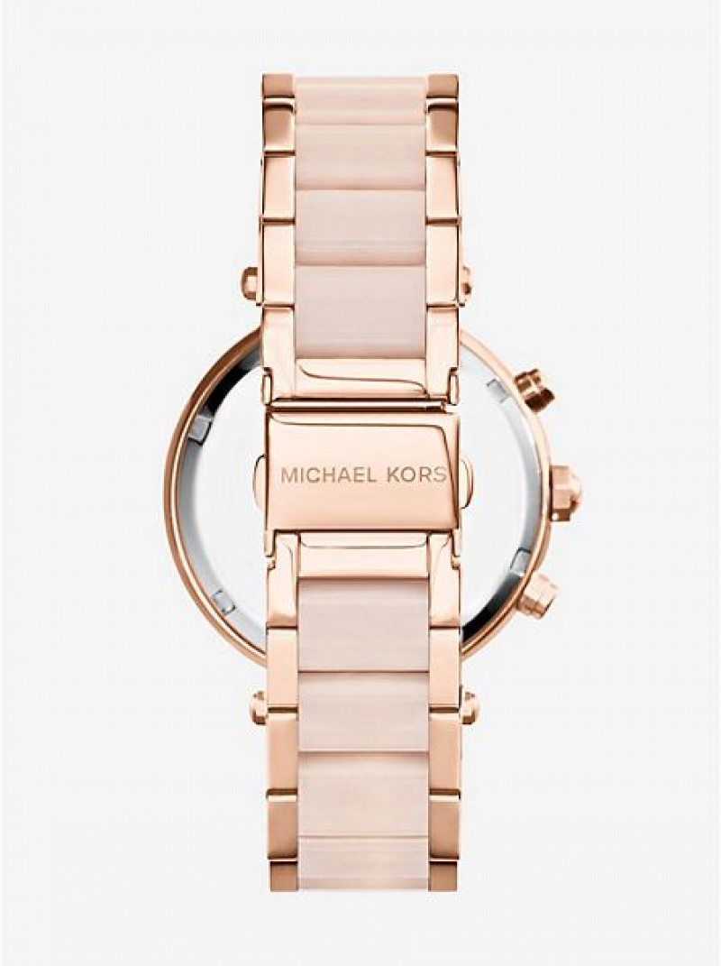 Michael Kors Parker Blush Acetate Naisten Kellot Pinkki Kultaiset | 591426-AJM