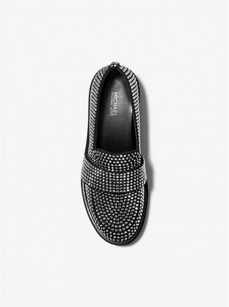 Michael Kors Parker Crystal Embellished Scuba Naisten Loafers Mustat | 612540-TCN