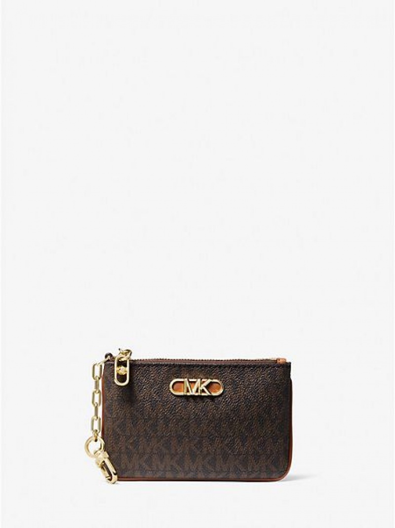 Michael Kors Parker Logo Zip Naisten Korttikotelo Ruskea | 937086-YZN