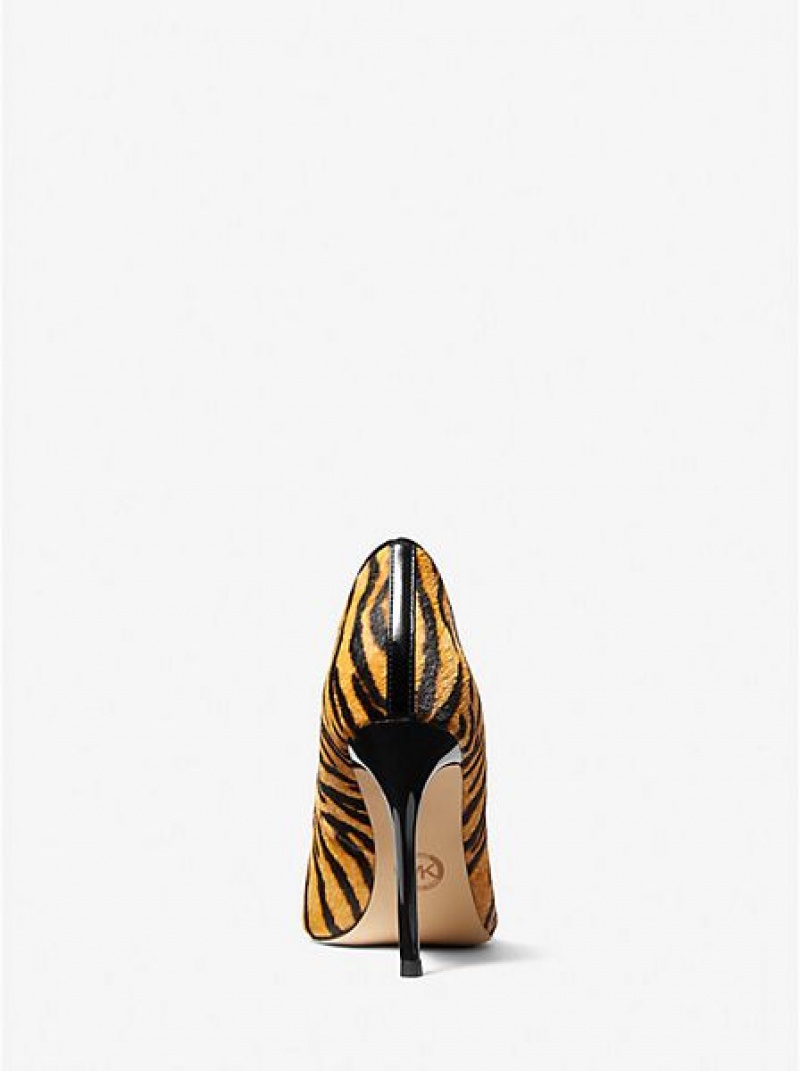 Michael Kors Parker Tiger Print Calf Hair And Nahkaiset Naisten Korkokengät Keltainen Mustat | 620513-FWJ