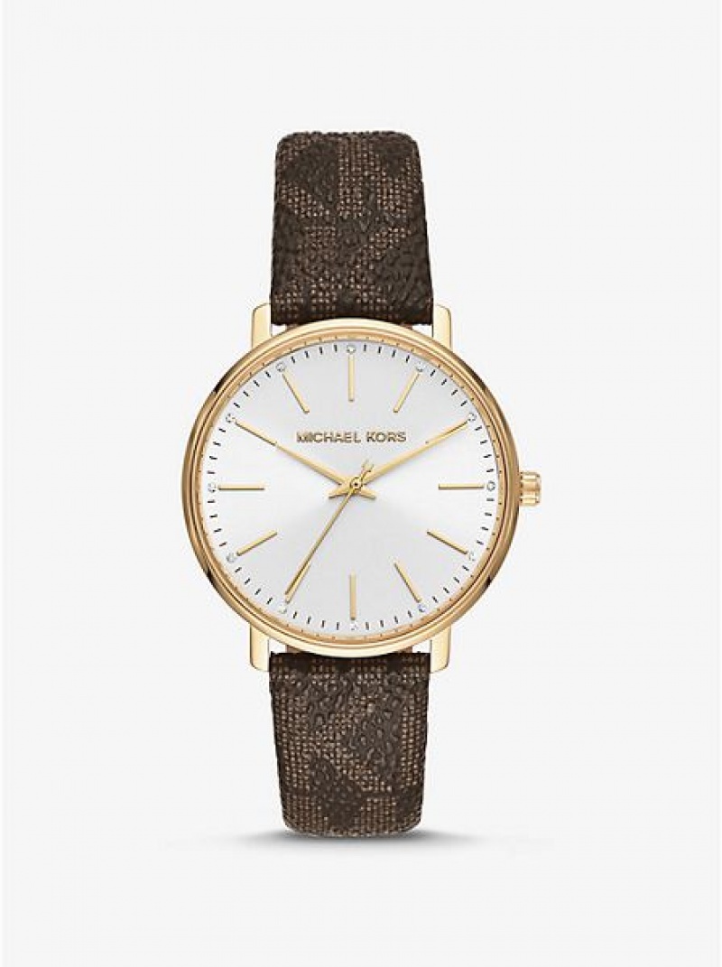 Michael Kors Pyper Logo Naisten Kellot Kultaiset | 176985-RWM