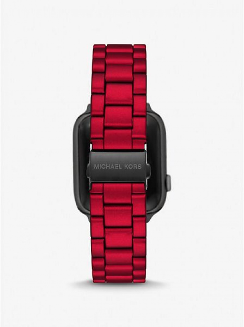 Michael Kors Red-coated Stainless Steel Strap For Apple Naisten Kellot Punainen | 052793-PIE