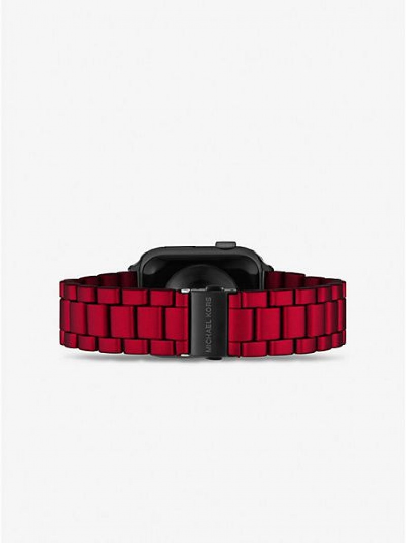 Michael Kors Red-coated Stainless Steel Strap For Apple Naisten Kellot Punainen | 052793-PIE