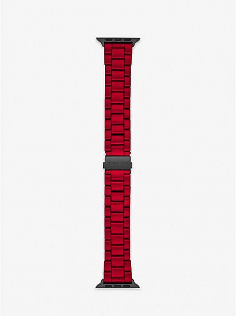 Michael Kors Red-coated Stainless Steel Strap For Apple Naisten Kellot Punainen | 052793-PIE