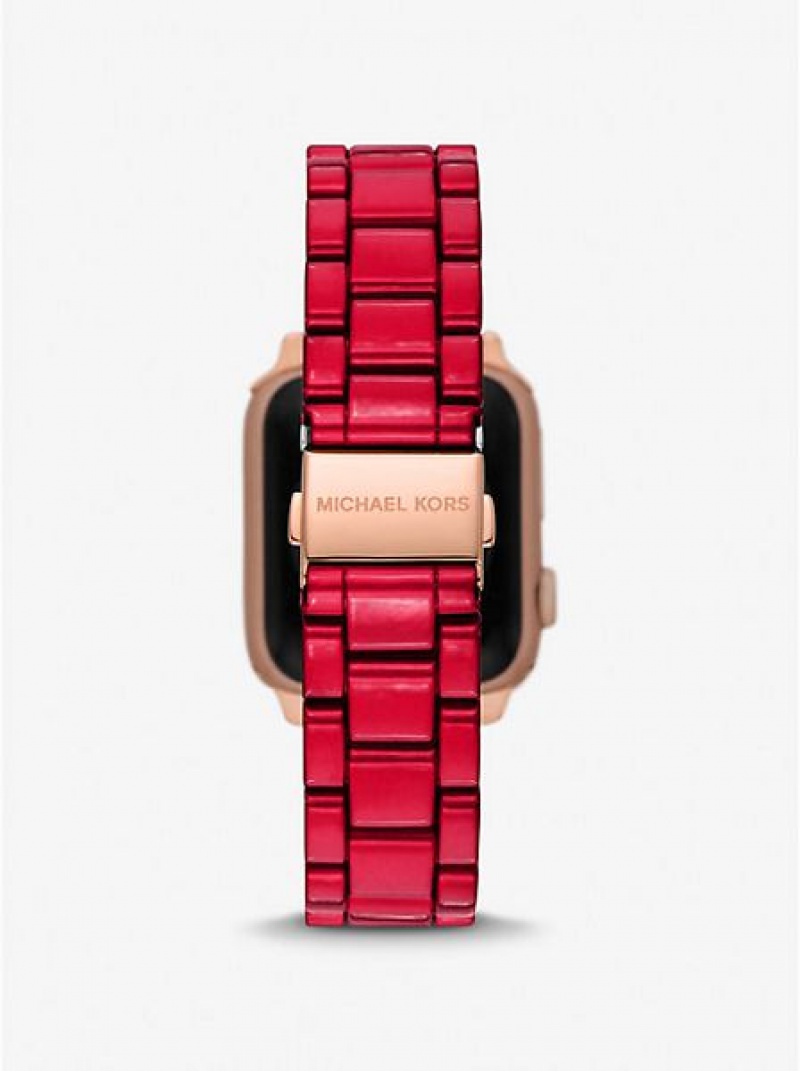 Michael Kors Red-coated Stainless Steel Strap For Apple Naisten Kellot Punainen | 178539-QKL