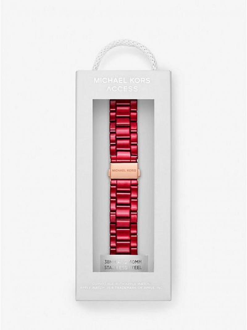 Michael Kors Red-coated Stainless Steel Strap For Apple Naisten Kellot Punainen | 178539-QKL