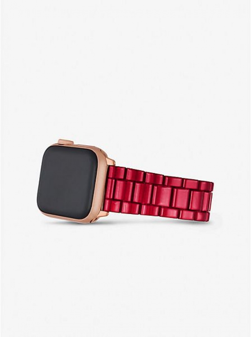 Michael Kors Red-coated Stainless Steel Strap For Apple Naisten Kellot Punainen | 178539-QKL