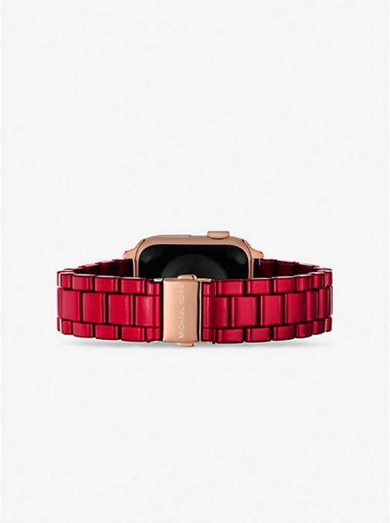 Michael Kors Red-coated Stainless Steel Strap For Apple Naisten Kellot Punainen | 178539-QKL