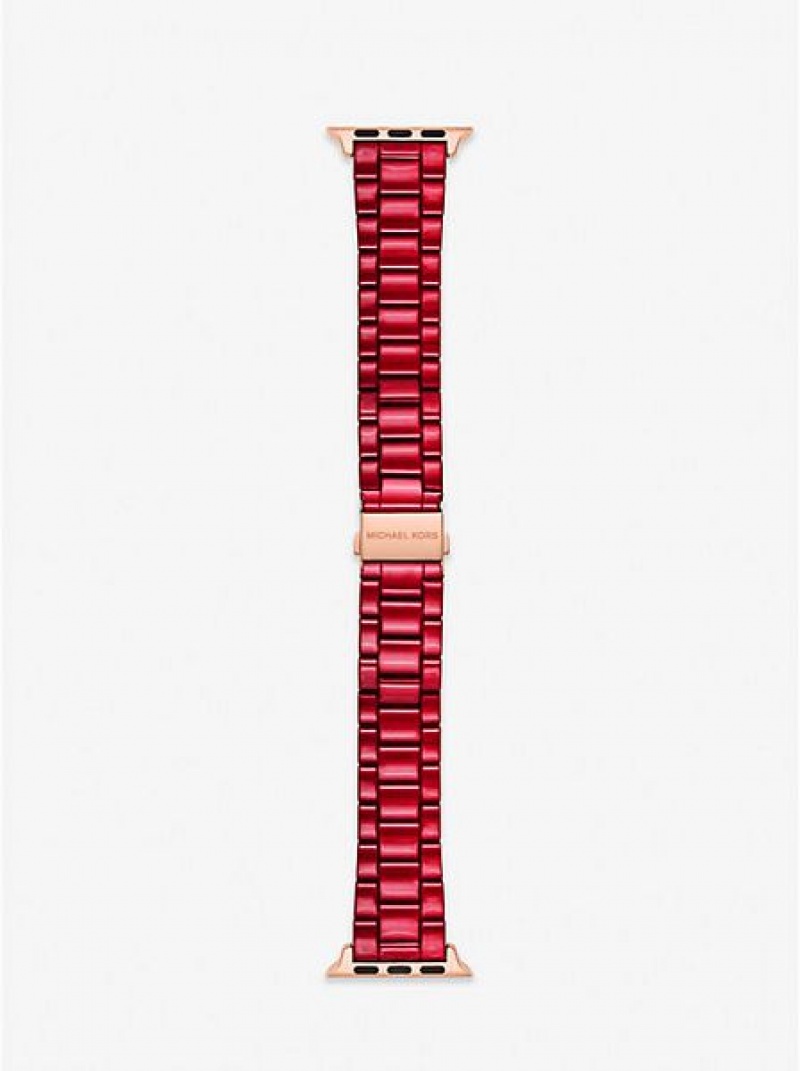 Michael Kors Red-coated Stainless Steel Strap For Apple Naisten Kellot Punainen | 178539-QKL