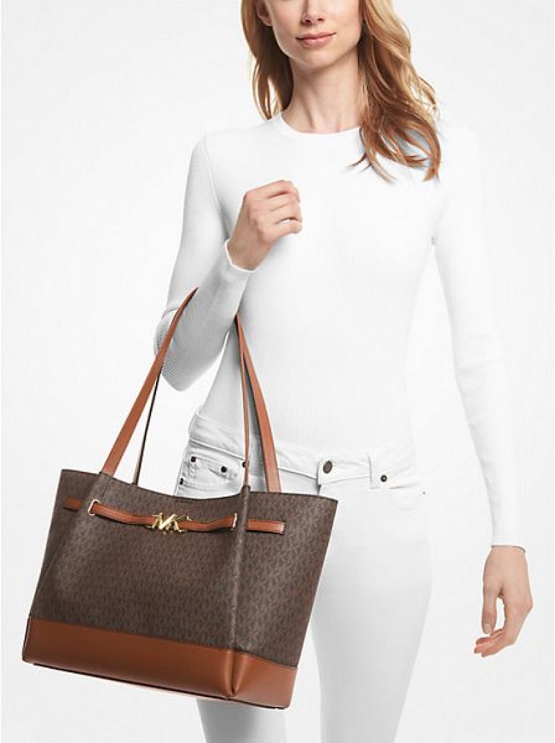 Michael Kors Reed Large Logo Naisten Kangaskassit Ruskea | 708562-WVI