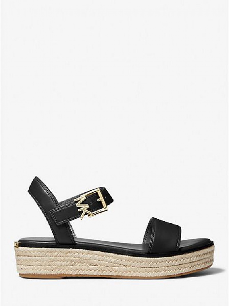 Michael Kors Richie Faux Nahkaiset Espadrille Naisten Platform Sandaalit Mustat | 360217-GTQ