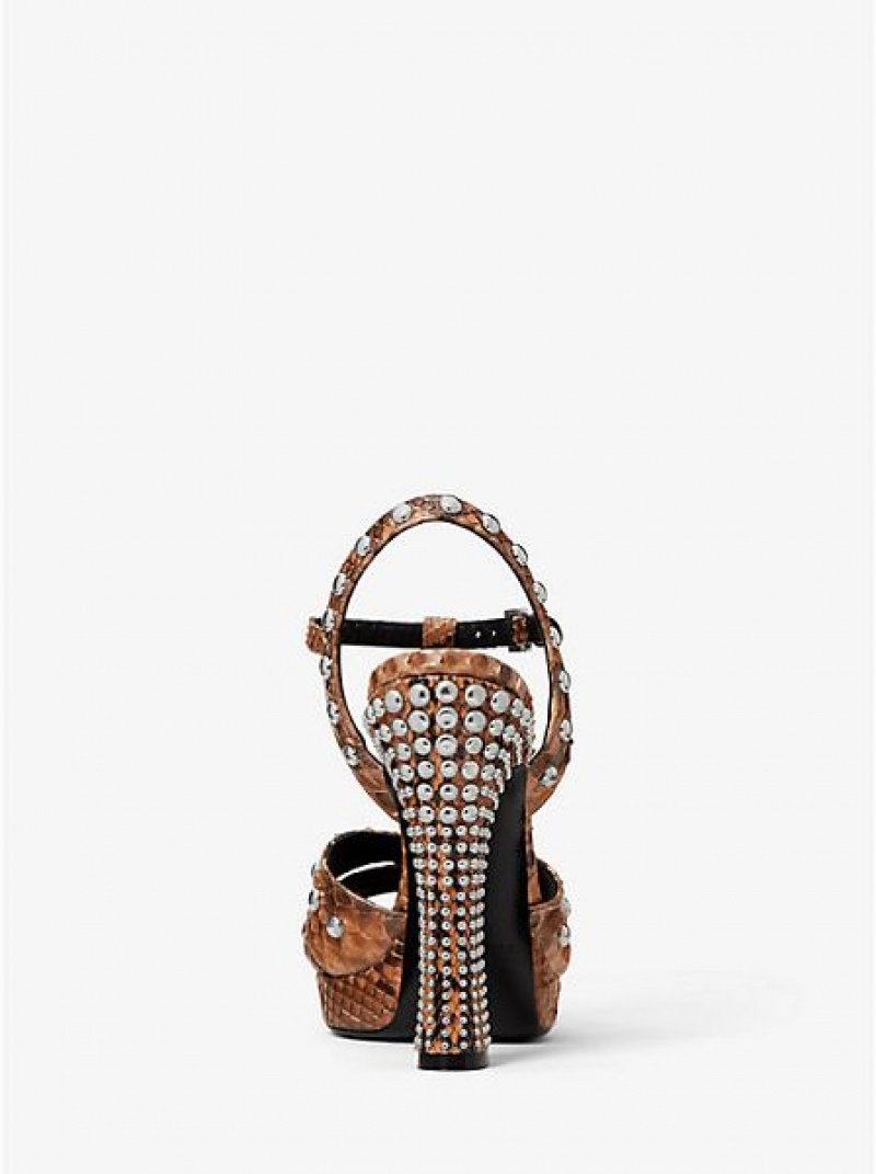 Michael Kors Rosanna Studded Python Naisten Platform Sandaalit Ruskea | 125347-AGJ