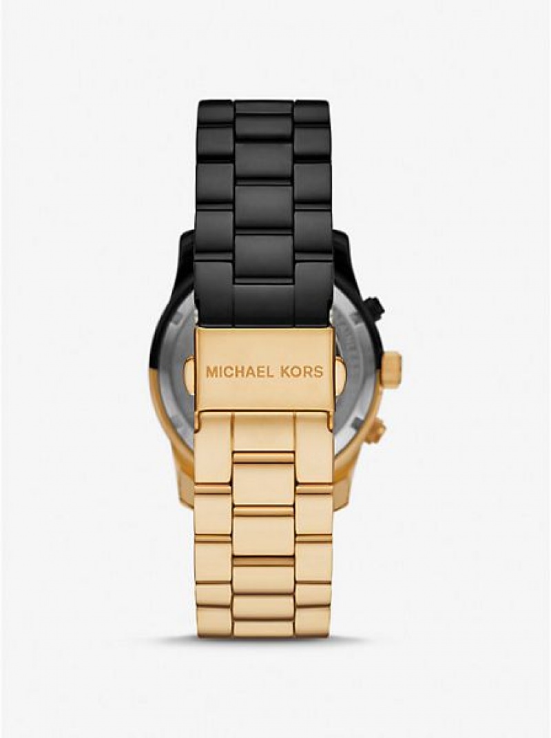 Michael Kors Runway Naisten Kellot Mustat Kultaiset | 149563-NZK