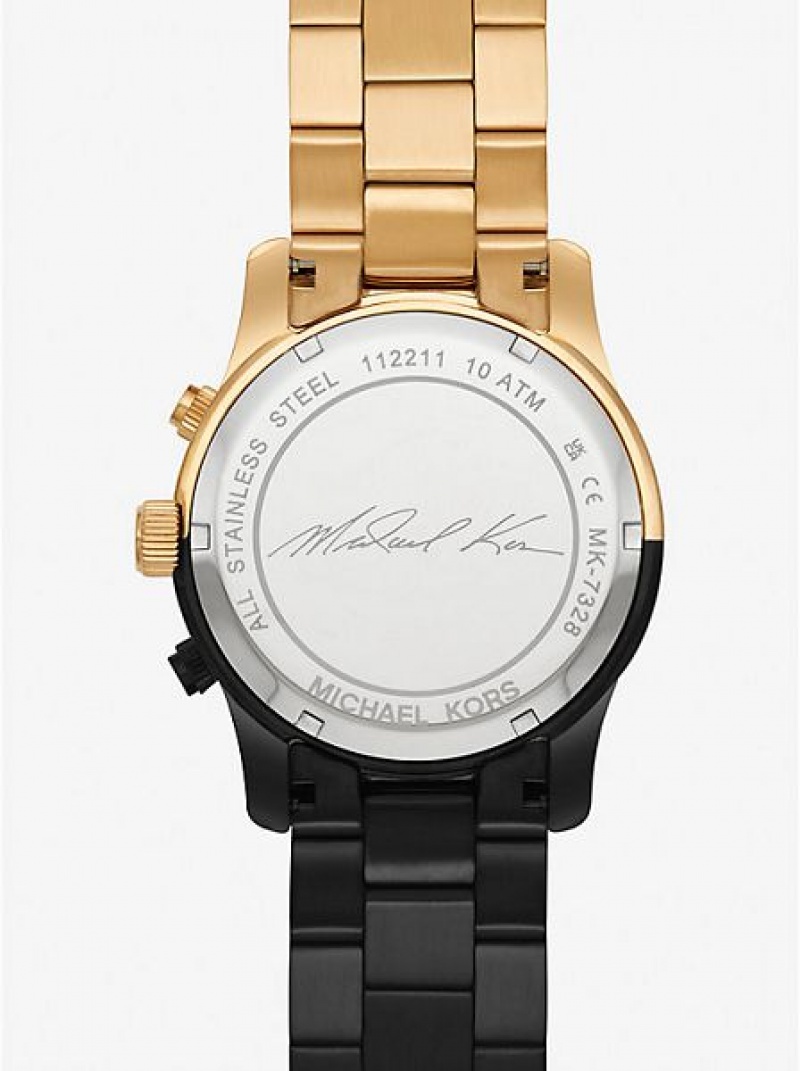 Michael Kors Runway Naisten Kellot Mustat Kultaiset | 149563-NZK