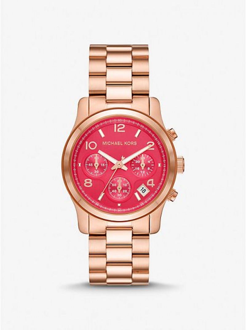 Michael Kors Runway Naisten Kellot Pinkki Kultaiset | 635407-MDU