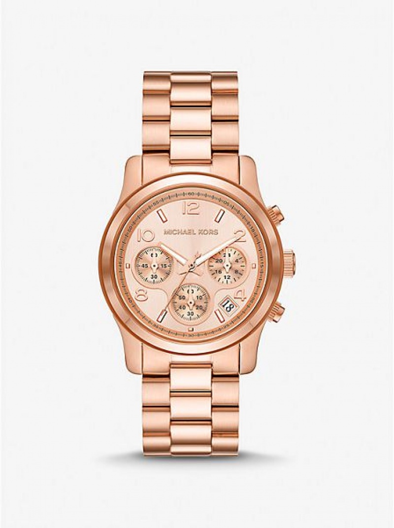 Michael Kors Runway Naisten Kellot Pinkki Kultaiset | 438962-IQW