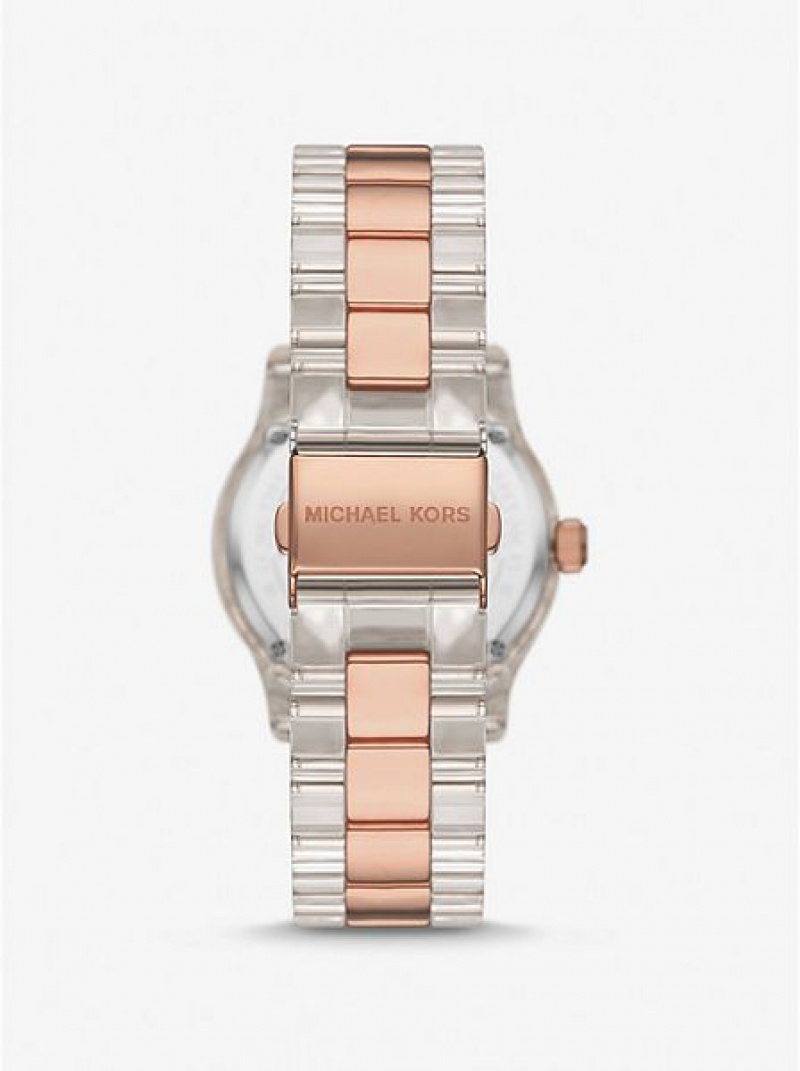 Michael Kors Runway Pave And Acetate Naisten Kellot Pinkki Kultaiset | 320689-MIZ