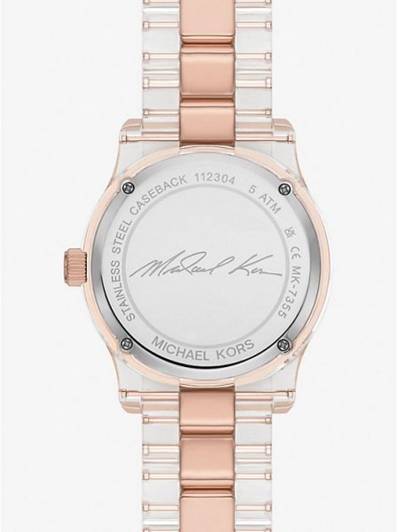 Michael Kors Runway Pave And Acetate Naisten Kellot Pinkki Kultaiset | 320689-MIZ