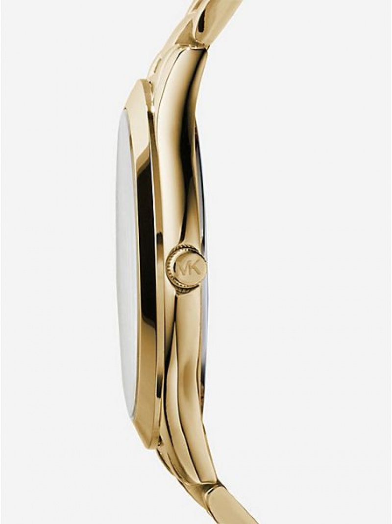 Michael Kors Slim Runway Stainless Steel Miesten Kellot Kultaiset | 573192-JNB