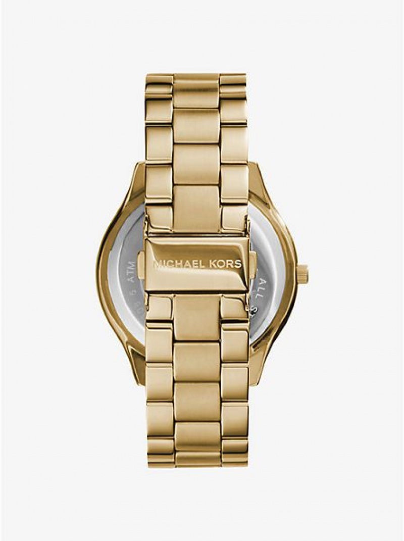 Michael Kors Slim Runway Stainless Steel Miesten Kellot Kultaiset | 573192-JNB