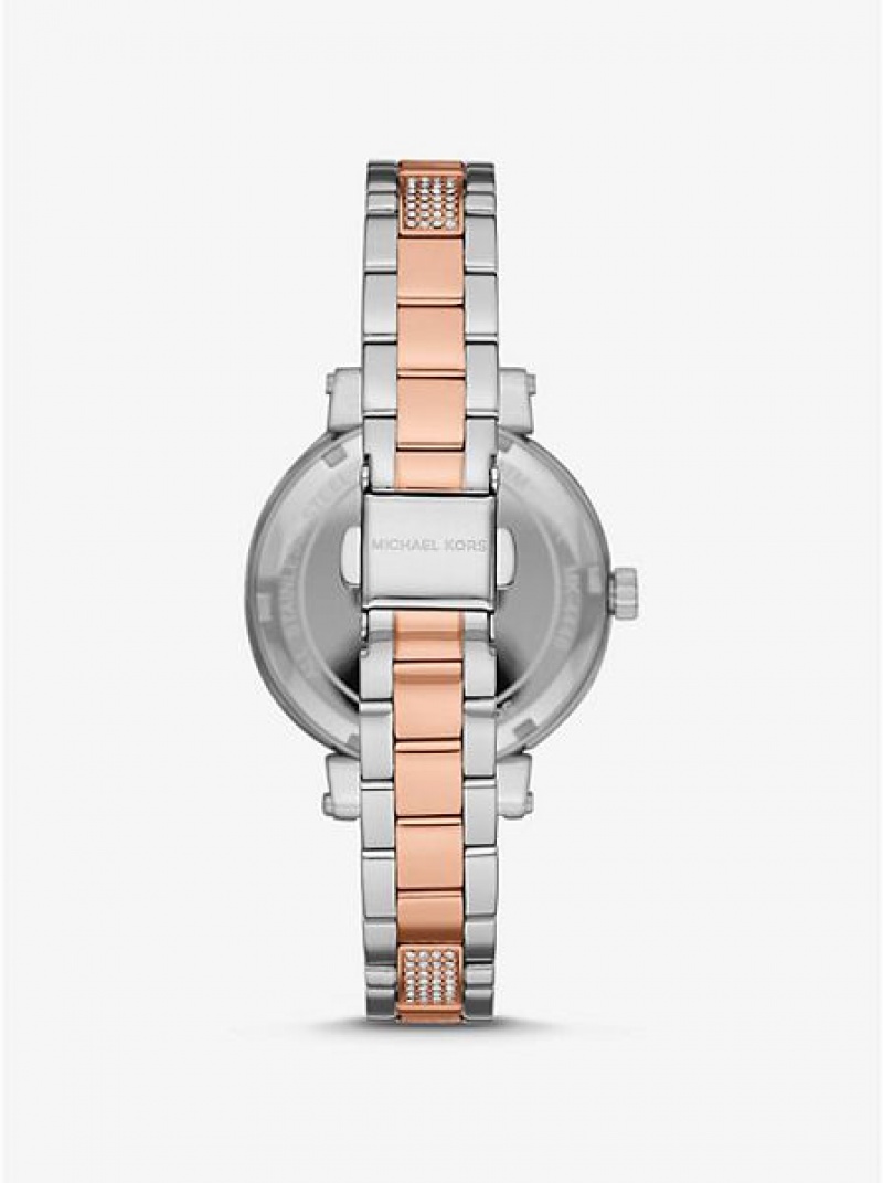 Michael Kors Sofie Pave Logo Naisten Kellot Hopea Pinkki | 640932-AVO