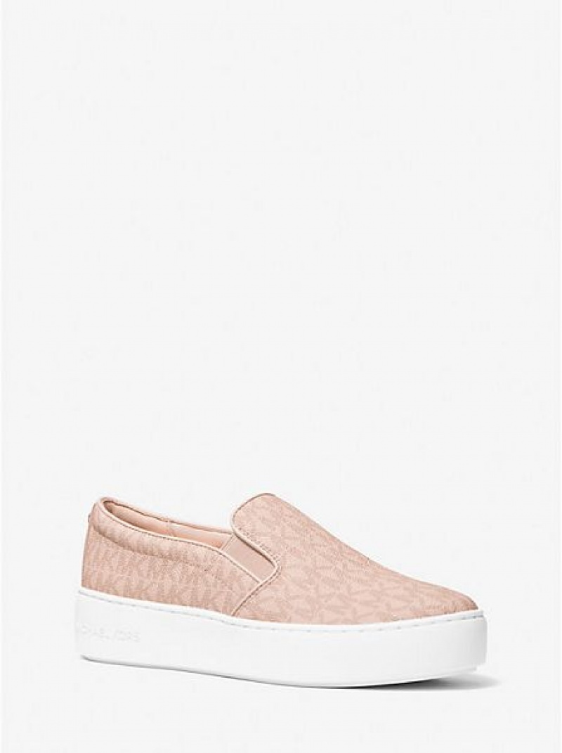 Michael Kors Trent Logo Naisten Slip On Tennarit Koralli Valkoinen | 617893-ECL